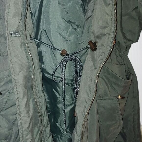 Albert Nipon hunter green REAL fox  fur hooded jacket Sz M - Picture 11 of 15